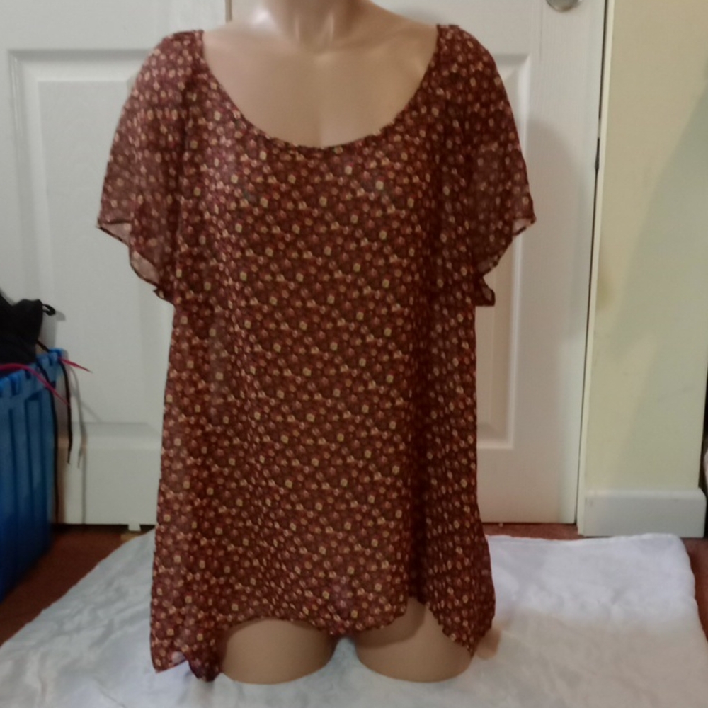 WET SEAL,  FLORAL CHIFFON BLOUSE, SIZE 2X